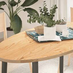 Berkfield Home Table Top 120x60x2 cm Solid Wood Oak Oval in Brown - Size: 120 x 60 x 2 cm - thumbnail 2