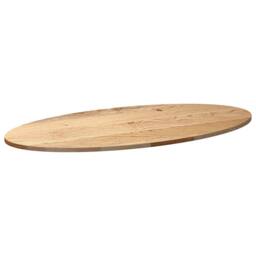 Berkfield Home Table Top 120x60x2 cm Solid Wood Oak Oval in Brown - Size: 120 x 60 x 2 cm - thumbnail 4