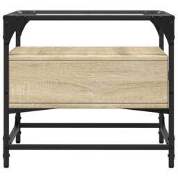 Berkfield Home Decorative Coffee Table with Glass Top Sonoma Oak 50x50x45 cm Steel in Light Brown - Size: 50 x 50 x 45 cm - thumbnail 5