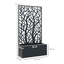 OUTSUNNY Metal Raised Garden Bed with Trellis, Outdoor Elevated Planter Box in Black - thumbnail 3
