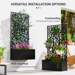 OUTSUNNY Metal Raised Garden Bed with Trellis, Outdoor Elevated Planter Box in Black - thumbnail 6