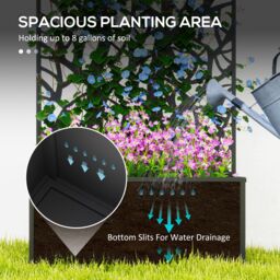 OUTSUNNY Metal Raised Garden Bed with Trellis, Outdoor Elevated Planter Box in Black - thumbnail 4