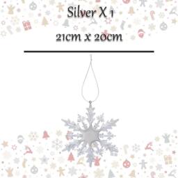 VFM e-Store Christmas Snowflake Hanging Decoration 21cm x 20cm Silver X 1 - Size: 21 cm x 20 cm - thumbnail 2