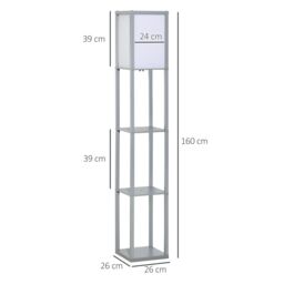 HOMCOM Floor Lamp Reading Lamp with 3-Tier Storage Shelf for Home Office in Grey - thumbnail 3