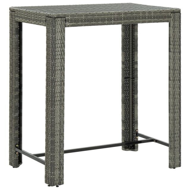 Berkfield Home Garden Bar Table Grey 100x60.5x110.5 cm Poly Rattan - image 1