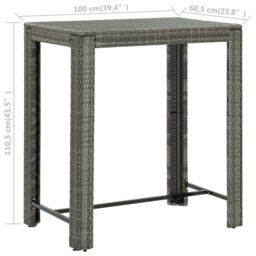 Berkfield Home Garden Bar Table Grey 100x60.5x110.5 cm Poly Rattan - thumbnail 6
