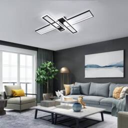 EONLION 65W Modern LED Ceiling Light 6500K 4-Sqaure Ceiling Lamp White 120cm in Black - thumbnail 3
