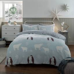 Smart Living Penguin & Polar Bear Glow in Dark Reversible Duvet Cover & Pillowcase - Size: Single - thumbnail 1