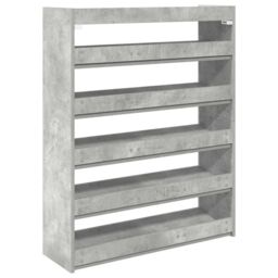 Berkfield Home Shoe Rack Concrete Grey 80x25x100 cm Engineered Wood - Size: 80 x 25 x 100 cm - thumbnail 6