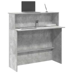 Berkfield Home Reception Desk Concrete Grey 100x50x103.5 cm Engineered Wood - thumbnail 1