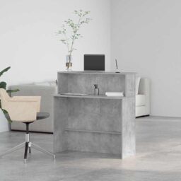 Berkfield Home Reception Desk Concrete Grey 100x50x103.5 cm Engineered Wood - thumbnail 4