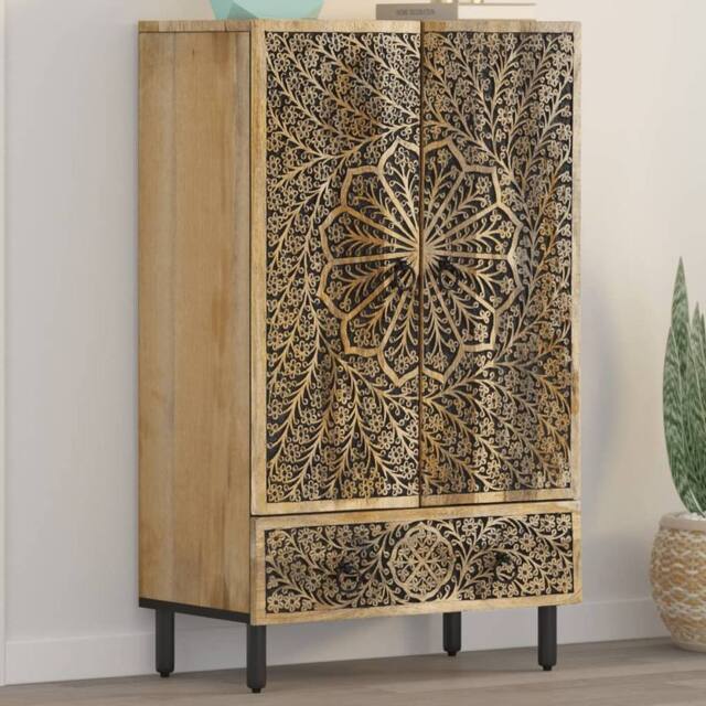 Berkfield Home Highboard 60x33x100 cm Solid Wood Mango in Brown - Size: 60 x 33 x 100 cm - image 1