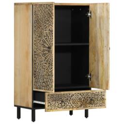 Berkfield Home Highboard 60x33x100 cm Solid Wood Mango in Brown - Size: 60 x 33 x 100 cm - thumbnail 4