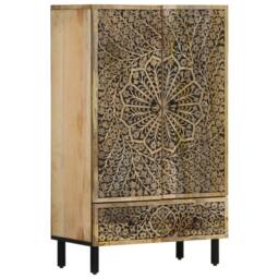 Berkfield Home Highboard 60x33x100 cm Solid Wood Mango in Brown - Size: 60 x 33 x 100 cm - thumbnail 2