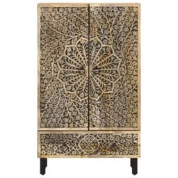 Berkfield Home Highboard 60x33x100 cm Solid Wood Mango in Brown - Size: 60 x 33 x 100 cm - thumbnail 5