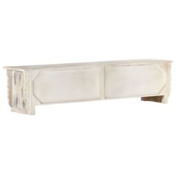 Berkfield Home TV Cabinet White 140x30x35 cm Solid Mango Wood - Size: 140 x 30 x 35 cm - thumbnail 4