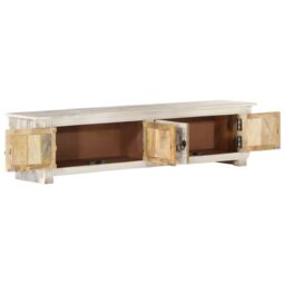 Berkfield Home TV Cabinet White 140x30x35 cm Solid Mango Wood - Size: 140 x 30 x 35 cm - thumbnail 2