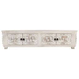 Berkfield Home TV Cabinet White 140x30x35 cm Solid Mango Wood - Size: 140 x 30 x 35 cm - thumbnail 3