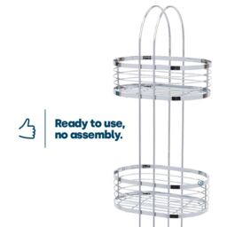 LIVIVO 3 Tier Floor Standing Bathroom Caddy Chrome Shower Organiser Storage Rack Freestanding No Assembly in Metallic Silver - thumbnail 7