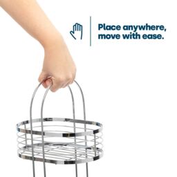 LIVIVO 3 Tier Floor Standing Bathroom Caddy Chrome Shower Organiser Storage Rack Freestanding No Assembly in Metallic Silver - thumbnail 8