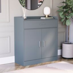 Home Discount Vida Designs Dalby 2 Door 1 Drawer Shoe Cabinet Storage in Grey - thumbnail 1