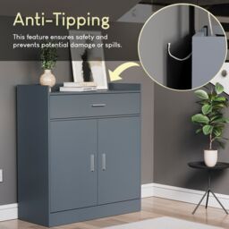 Home Discount Vida Designs Dalby 2 Door 1 Drawer Shoe Cabinet Storage in Grey - thumbnail 3