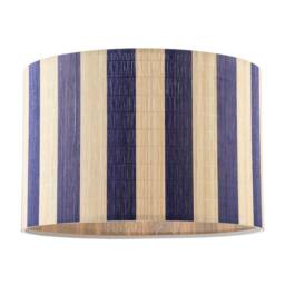 Happy Homewares Chic Natural Brown Bamboo Lamp Shade with Navy Midnight Blue Stripes - Size: 10 inches - thumbnail 1