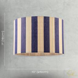 Happy Homewares Chic Natural Brown Bamboo Lamp Shade with Navy Midnight Blue Stripes - Size: 10 inches - thumbnail 7