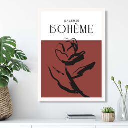 ARTZE Red Rose Boho Sketch Floral Framed Print SIZE: A2 with White Frame - Size: A4 - thumbnail 2