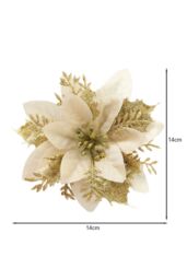 Living and Home 24 Pieces Artificial Christmas Tree Flowers Xmas Festive Poinsettia Flowers Ornament Set in Gold - thumbnail 5