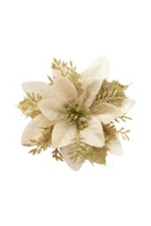 Living and Home 24 Pieces Artificial Christmas Tree Flowers Xmas Festive Poinsettia Flowers Ornament Set in Gold - thumbnail 4