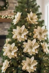 Living and Home 24 Pieces Artificial Christmas Tree Flowers Xmas Festive Poinsettia Flowers Ornament Set in Gold - thumbnail 1