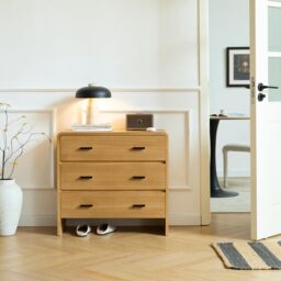 Nordlys Scandinavian Bedroom Dresser with Wood & Metal 3 Drawers Storage in Brown - thumbnail 3