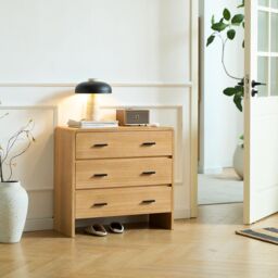 Nordlys Scandinavian Bedroom Dresser with Wood & Metal 3 Drawers Storage in Brown - thumbnail 2