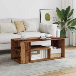 Berkfield Home Coffee Table Old Wood 100x50x40 cm Engineered Wood in Brown - Size: 100 x 50 x 40 cm - thumbnail 3
