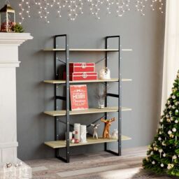 Berkfield Home 4-Tier Book Cabinet Sonoma Oak 100x30x140 cm Engineered Wood in Brown - Size: 100 x 30 x 140 cm - thumbnail 1