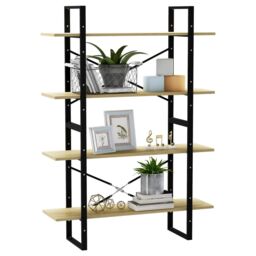 Berkfield Home 4-Tier Book Cabinet Sonoma Oak 100x30x140 cm Engineered Wood in Brown - Size: 100 x 30 x 140 cm - thumbnail 4
