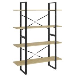 Berkfield Home 4-Tier Book Cabinet Sonoma Oak 100x30x140 cm Engineered Wood in Brown - Size: 100 x 30 x 140 cm - thumbnail 2