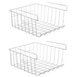 Kelvenix 2 x Large White Under Shelf Table Storage Basket Rack - Size: 0.6m2