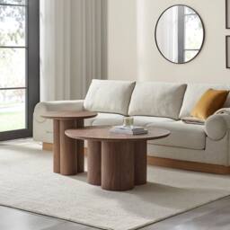 FurnitureboxUK Sutton Round Walnut Veneer Wood Coffee Table - thumbnail 4