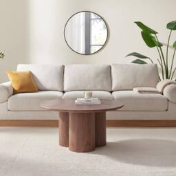FurnitureboxUK Sutton Round Walnut Veneer Wood Coffee Table - thumbnail 2