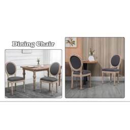 Havendro French-Style Dining Chairs Set of 2 with Linen Upholstery, Grey - thumbnail 4