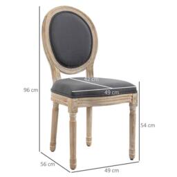Havendro French-Style Dining Chairs Set of 2 with Linen Upholstery, Grey - thumbnail 2