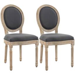 Havendro French-Style Dining Chairs Set of 2 with Linen Upholstery, Grey - thumbnail 1