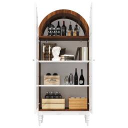 Matteo Arched Fluted Glass Display Cabinet - White Vintage Storage Unit - thumbnail 7