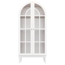 Matteo Arched Fluted Glass Display Cabinet - White Vintage Storage Unit - thumbnail 6