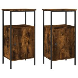 Berkfield Home Bedside Cabinets 2 pcs Smoked Oak 41x31x80 cm Engineered Wood in Brown - Size: 41 x 31 x 80 cm - thumbnail 2