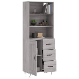 Berkfield Home Highboard Grey Sonoma 69.5x34x180 cm Engineered Wood - thumbnail 3