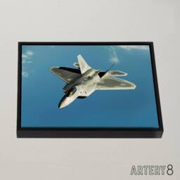 "Artery8 Dunaway Military USA F 22 Raptor Jet Framed Canvas Wall Art Print in Blue - Size: W12"" x H16""" - thumbnail 2