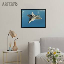 "Artery8 Dunaway Military USA F 22 Raptor Jet Framed Canvas Wall Art Print in Blue - Size: W12"" x H16""" - thumbnail 3